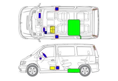Schéma montáže loketní opěrky u Mercedes Vito 638