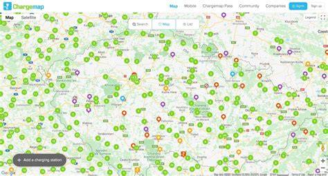 mapa nabíjecích stanic UK