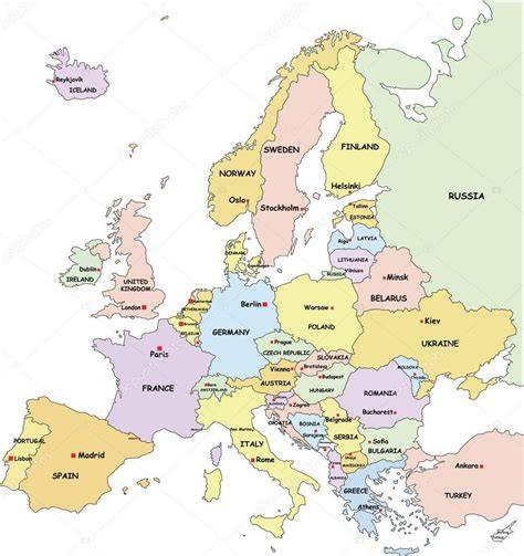 evropská mapa s vyznačením zemí s elektronickými dálničními známkami