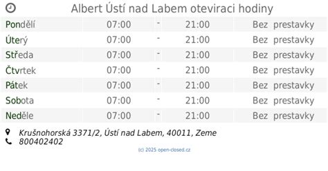 otevírací doba ústí nad labem infografika