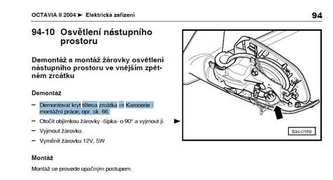 ilustrace k výměně žárovky v zrcátku Octavie II
