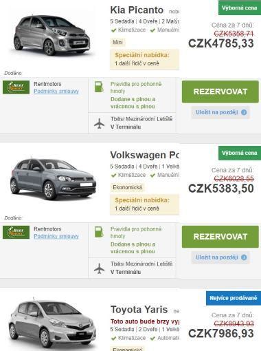 Infografika: srovnání tarifů autopůjčoven