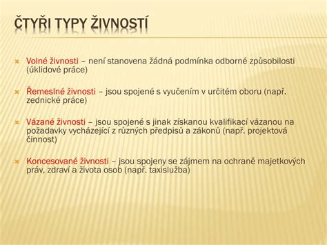 infografika: typy živností a jejich požadavky