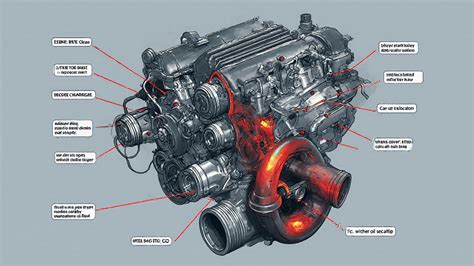 vizuální průřez součástí motoru a jeho umístění
