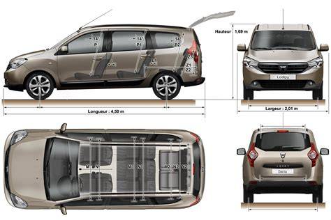Infografika: Technické parametry Dacia Lodgy (rozměry, objem, motory)