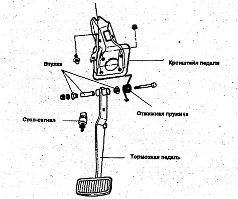 Brzdový spínač a pedál pozice ilustrace