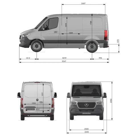 Mercedes Sprinter rozměry a technika infographic