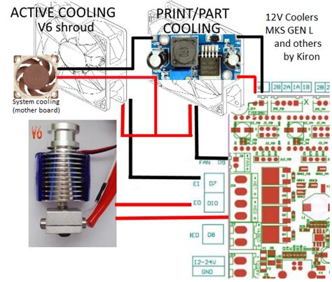 diagram zapojení ventilátorů chladiče s klimatronikem