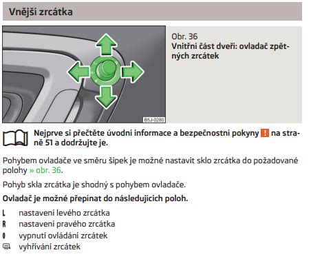 infografika nastavení zrcátek a paměť klíčku