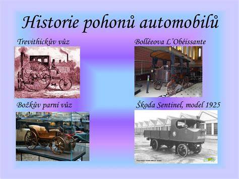 historie parni pohon auta infografika