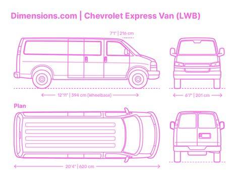 Infografika rozměrů a technických parametrů Chevrolet Chevy Van