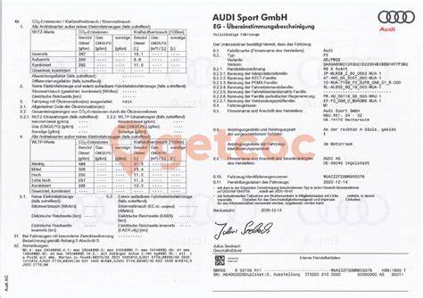 COC list Audi - foto vzoru a ochranné prvky