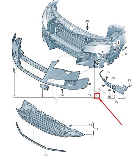 přehledná ilustrace nárazníku Audi A8