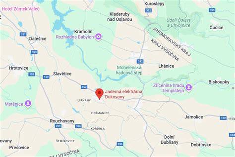mapa vývoje populace Jaderná elektrárna Dukovany a dopady