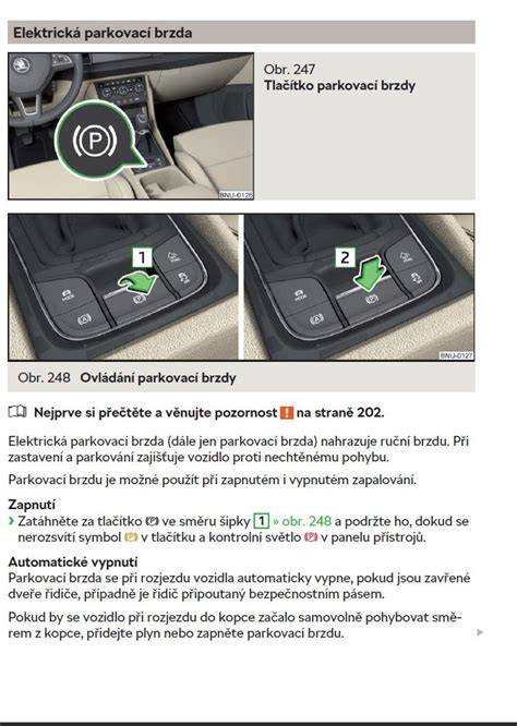 infografika o ruční brzdě a elektrické parkovací brzdě
