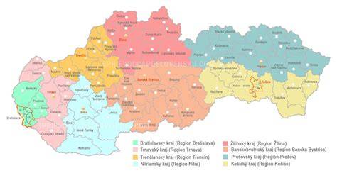 zoznam skratiek okresov Slovensko mapa