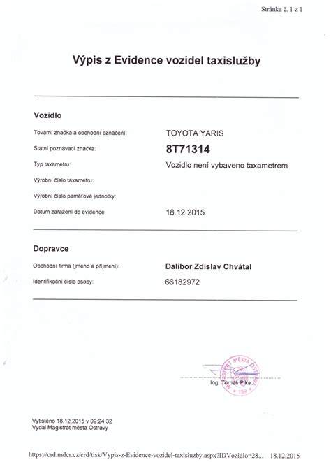 vizualizace evidence vozidel taxislužby