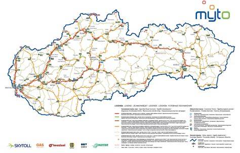 mapa zpoplatněných úseků Slovensko
