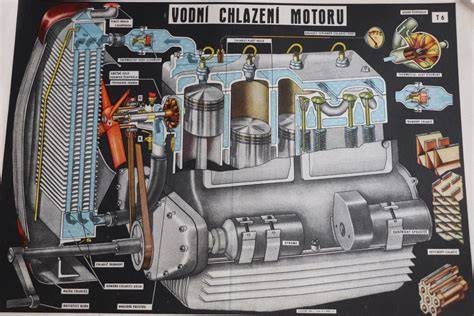 Chlazení a upevnění motoru (schematické znázornění)