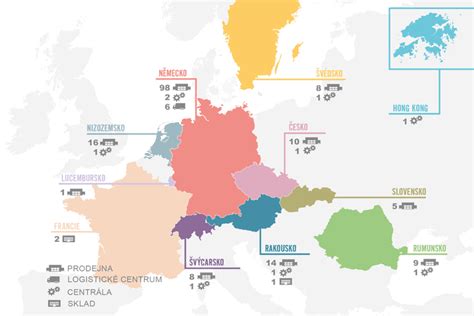 mapa logistických toků mezi výrobci a dodavateli v Evropě