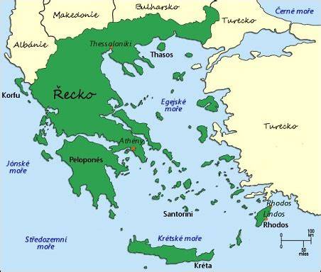 Mapa starověkého Řecka a Kréty s cestami Thesea a Minotaura