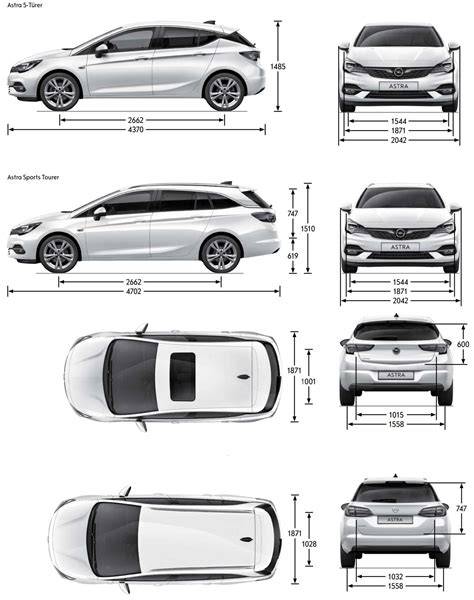 Infografika: Rozměry Opel Astra Sports Tourer a srovnání s konkurencí