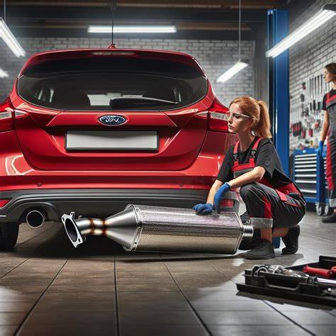 Infografika: Schéma vyfukového systému s vyznačením středního dílu pro Ford Focus Station Wagon