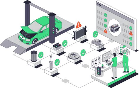 Ilustrace displeje s digitální servisní knížkou a ikonami vozidla