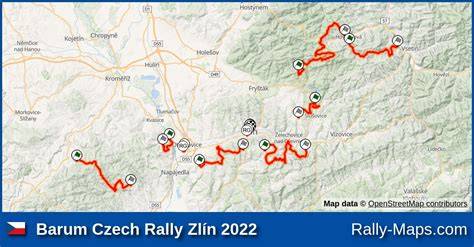 Infografika: Stage map Barum Rally Zlín 2025 a klíčové RZ