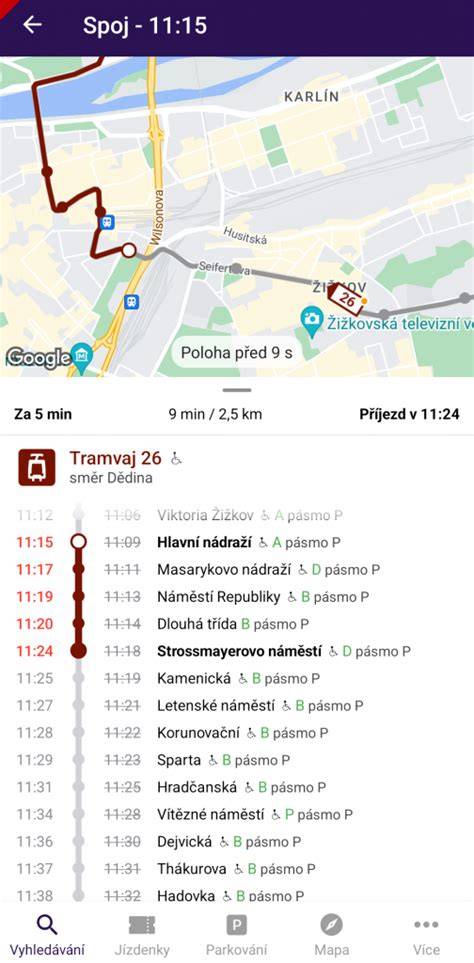 Mapa polohy vozidel v reálném čase