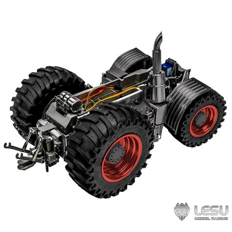 Sestavený podvozek papírového modelu traktoru