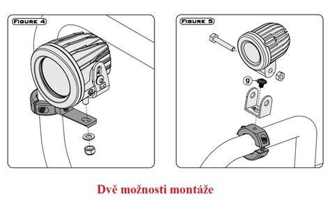 Obrázek ilustrace montáže přídavných světel na padací rámy BMW R1100S