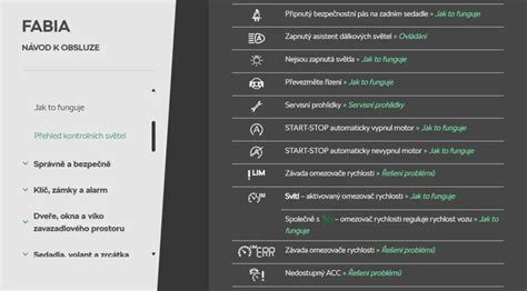 Infografika: Přehled nejčastějších kontrolek Škoda Fabia a jejich význam