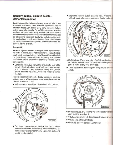 Vizualizace zadního brzdového mechanismu: buben, čelisti, lanovody a samostav