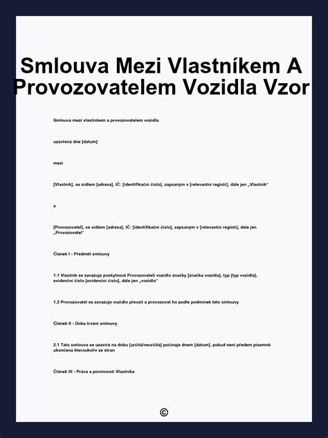 Infografika: Klíčové prvky smlouvy mezi vlastníkem a provozovatelem vozidla