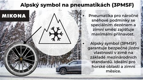 Ikony označení M+S a 3PMSF (Alpský symbol)