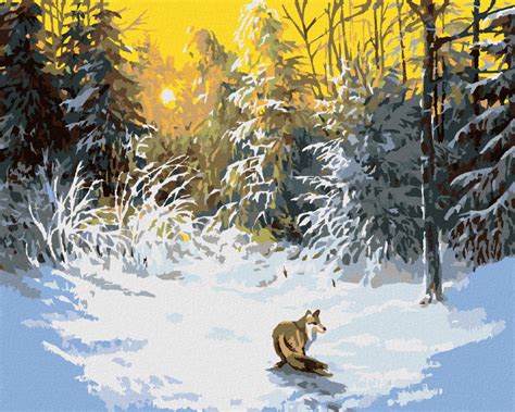 ilustrace yета hlídajícího zlaté jablko v zasněženém lese