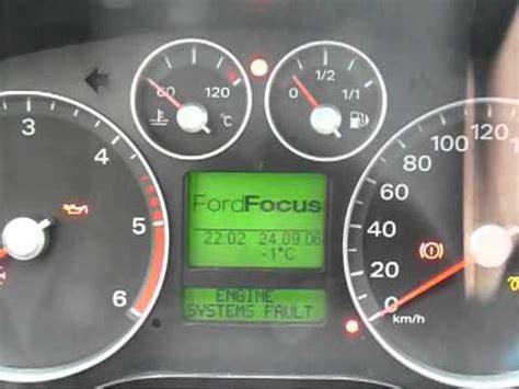 Ilustrace palubní desky Ford Focus II s chybovými hláškami