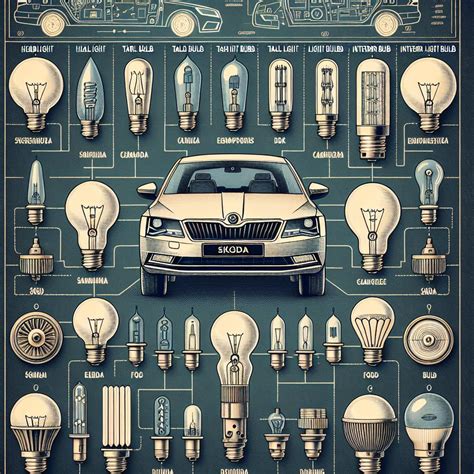 Ilustrace různých typů automobilových žárovek