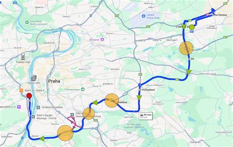 Mapa okolí Horních Počernic s umístěním autobazaru a dostupností MHD