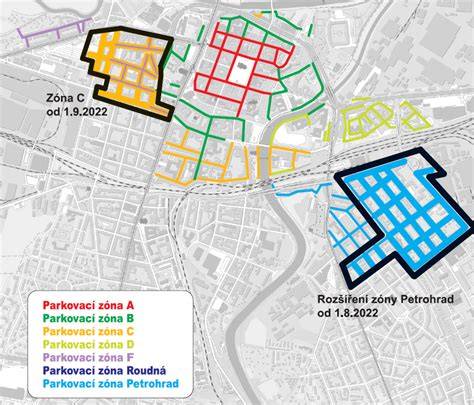 Mapa zónA a B monitorovacího vozidla parkovného
