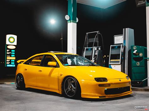 Schéma Mazda 323F BA s vyznačením snížení podvozku o 40/40mm