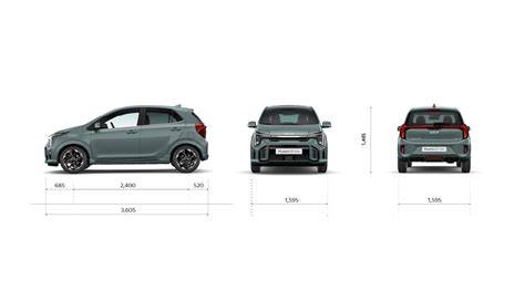 Infografika: Rozměry a zavazadlový prostor Kia Picanto