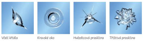 ilustrace rozšíření praskliny na čelním skle