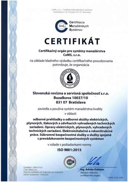 Schéma certifikací kvality TRW