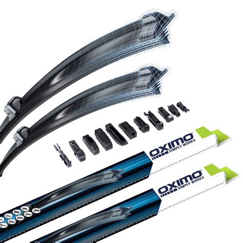 Detail plochých stěračů OXIMO s integrovaným spojlerem