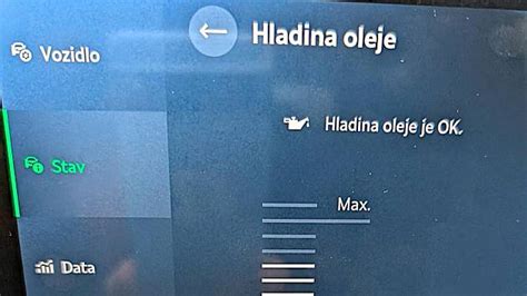 Ilustrace měření hladiny oleje pomocí měrky