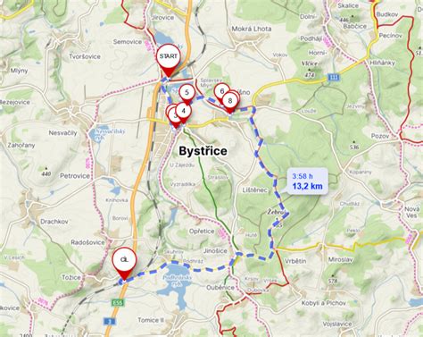 Mapa regionu: Velká Bystřice a okolí s vyznačením autoservisu Dušan Teplý