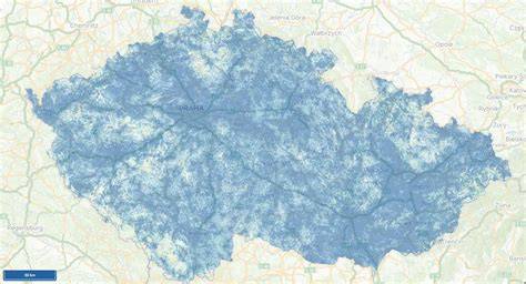 Mapa pokrytí novou sítí SAG na českém území