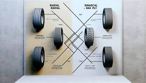 Schéma rozdílu radiálních a diagonálních pneumatik